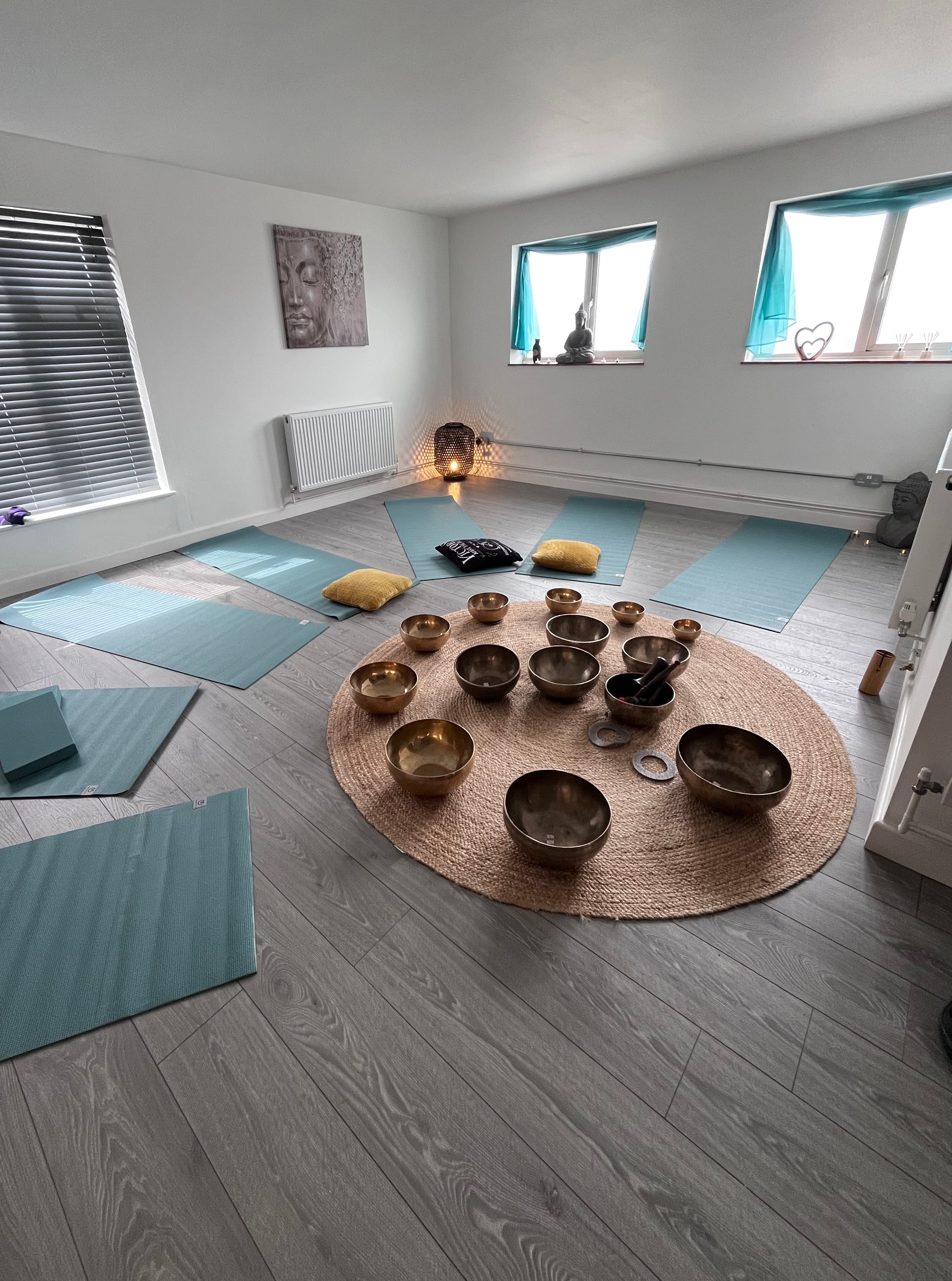 The Gain studio set up for yoga and mobility work